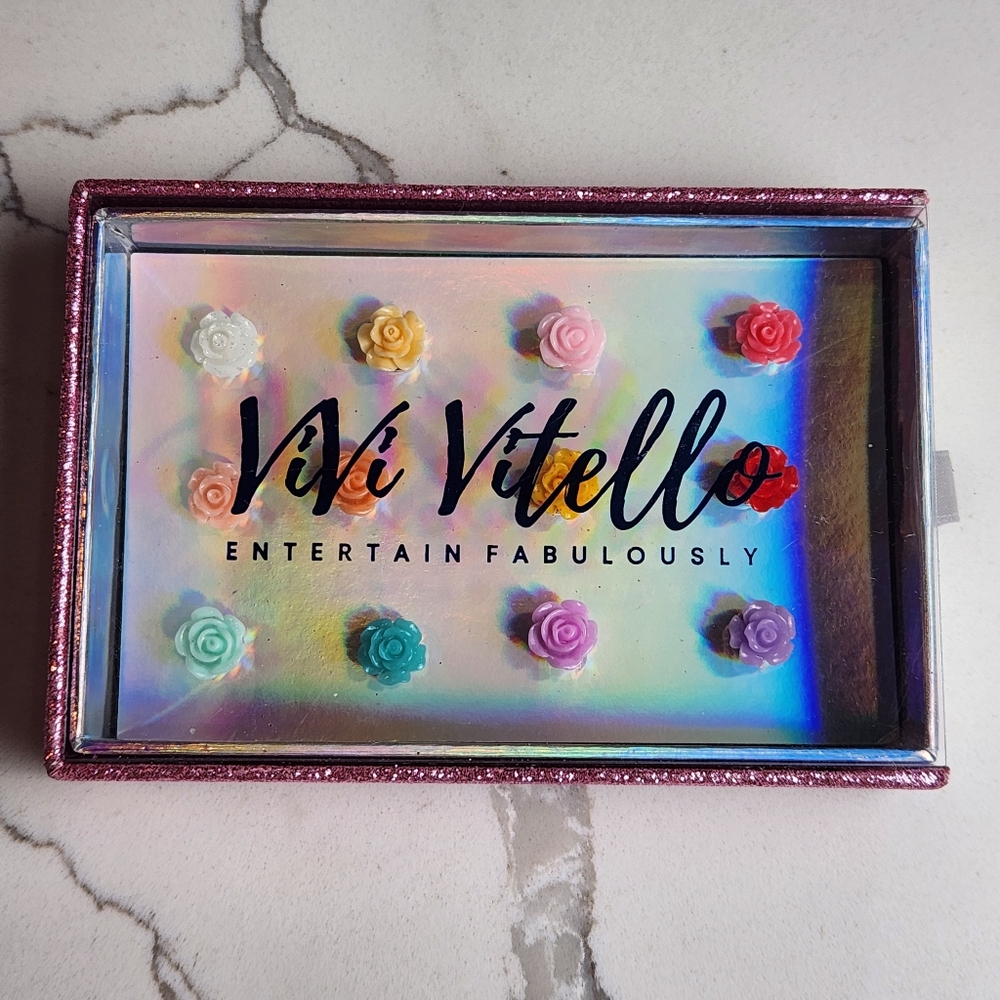 Cheers Charms" by ViVi Vitello 12 small, colorful rose-shaped charms